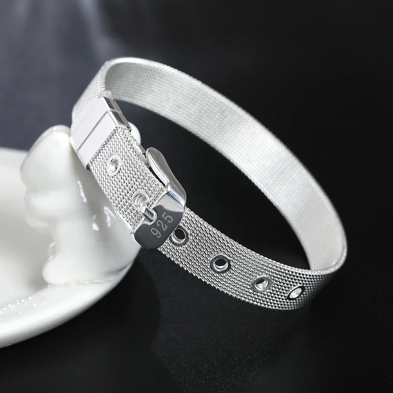 Luxury Sterling Silver Jewelry Watchband Chain Bracelet for Women - Wedding & Party Gift