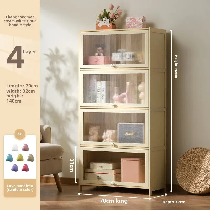Multi-Layer Clamshell Storage Cabinet for Household Living Room and Bedroom Organization