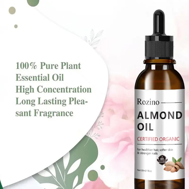 Organic Almond Oil Face & Body Oil for Skin Hydration & Anti-Aging - 30ml