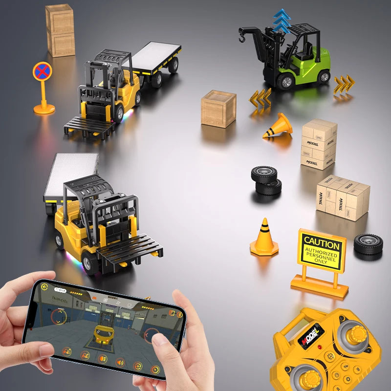 1:64 Scale Remote Control Forklift with Lights & Sound - Kids Toy & Gift