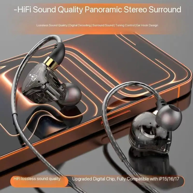 Wired USB-C & 3.5mm Sport Earphones with Mic for Samsung & Xiaomi