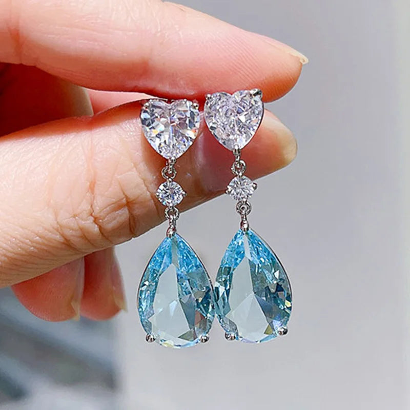 Aesthetic Cubic Zirconia Dangle Earrings for Women Silver & Gold Tone Jewelry