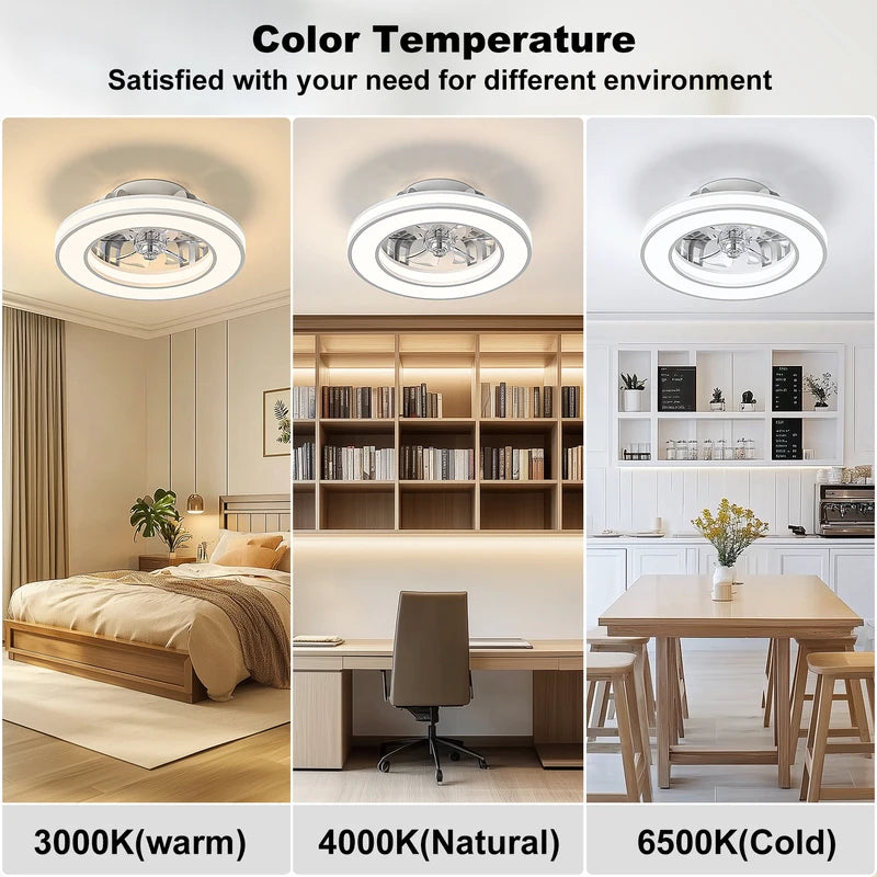 16 Inch LED Ceiling Fan with Remote Control & Dimming for Living Room Bedroom