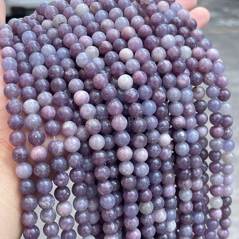 Natural Stone China Lepidolite Beads - Round Loose Spacer Beads for Jewelry Making