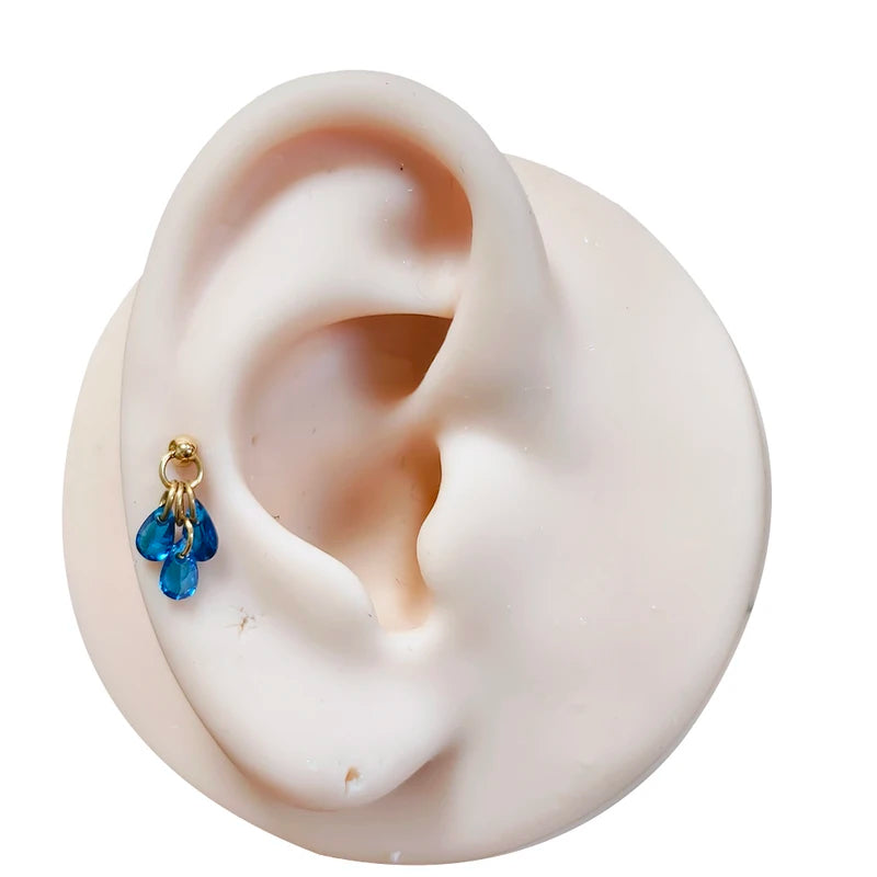 Titanium Zircon Teardrop Earring & Cartilage Piercing Set - Hypoallergenic Labret Studs