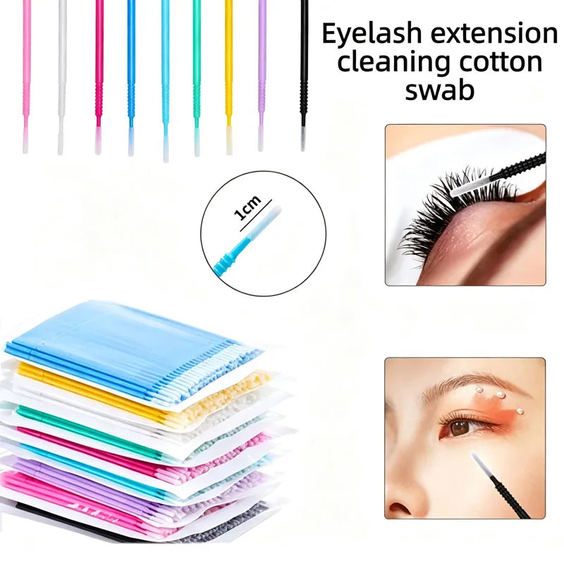 Disposable MicroBrush Eyelash Extension Micro Brush Set - Individual Lash Removal Swabs