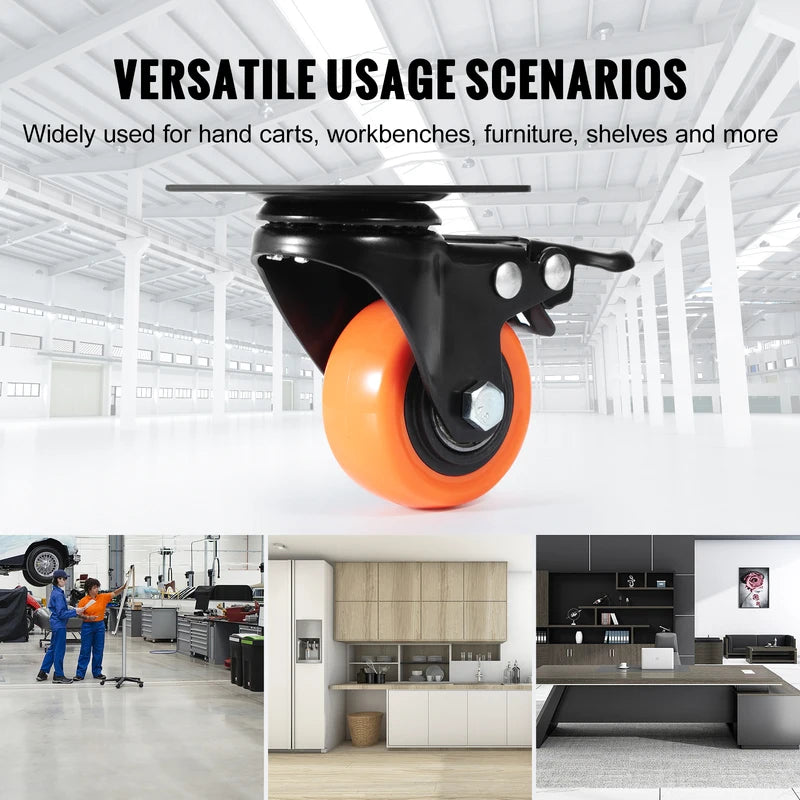 Heavy Duty Swivel Plate Casters Set of 4 with Dual Locking Wheels for Furniture & Carts
