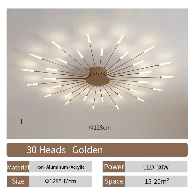 Modern LED Ceiling Light Fixture for Living Room Kitchen Bedroom - 12-42 Heads