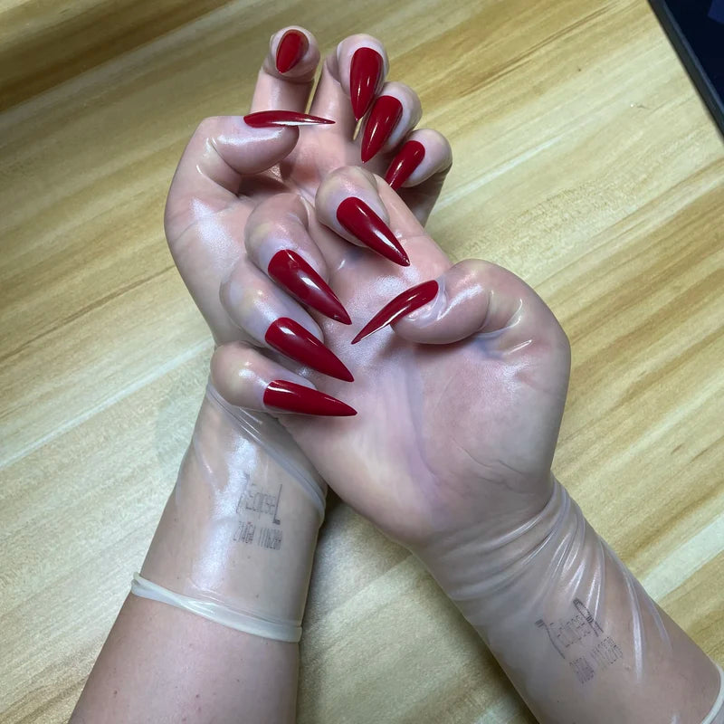 Latex Gloves with Nails - Cross Dressing Costume Accessory for Men & Women