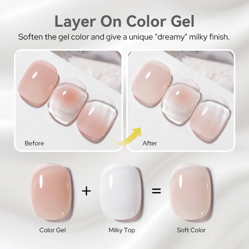 Milky White Gel Nail Polish Top Coat 10ml Long Wear UV LED Soak Off