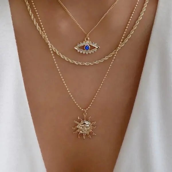 Minimalist Evil Eye Necklace for Women Turkish Blue Eyes Pendant Lucky Jewelry