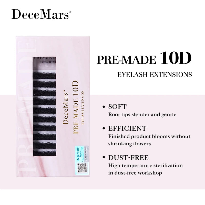 Premade 10D Eyelash Extensions - Curl & Length Variants for Lash Artists
