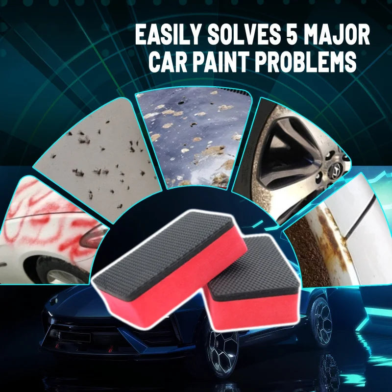 Nano Clay Car & Multi-Surface Cleaning Sponge Set - Scratch Safe & Anti-Slip EVA Grip