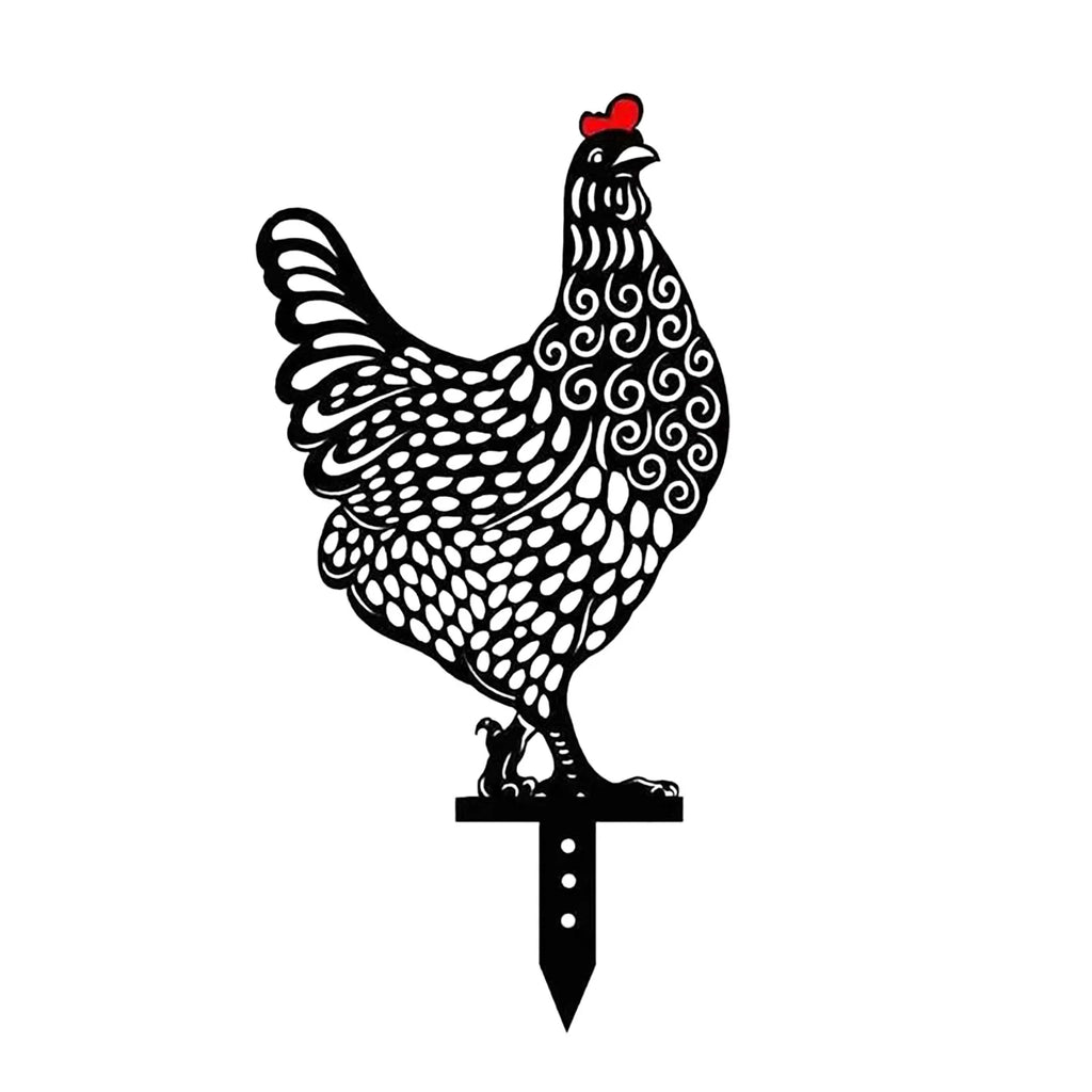 Garden Chicken Yard Art Stakes Outdoor Lawn Decor Gift for Garden and Patio