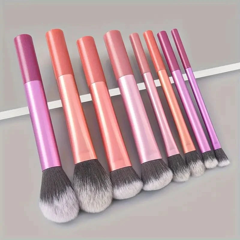 8-Piece Makeup Brush Set - Soft Synthetic Hair, Easy to Clean, Cruelty-Free, Foundation, Blush, Eyeshadow