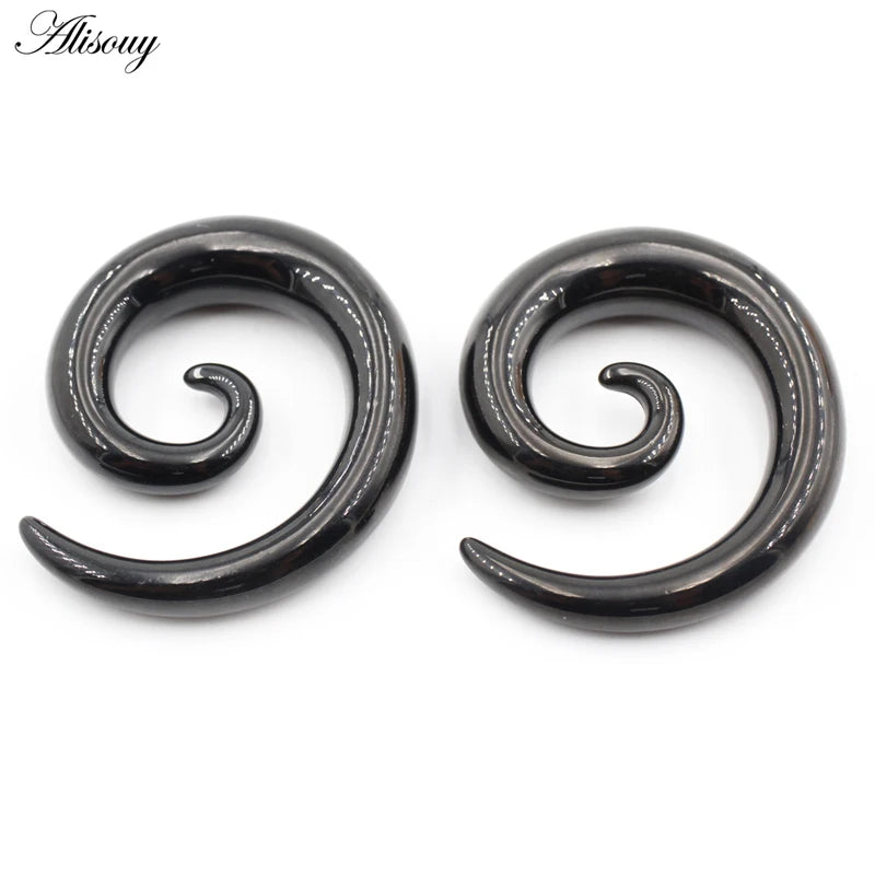 Stainless Steel Spiral Snail Fake Ear Tapers Gauges Stretching Plugs Tunnel Body Jewelry