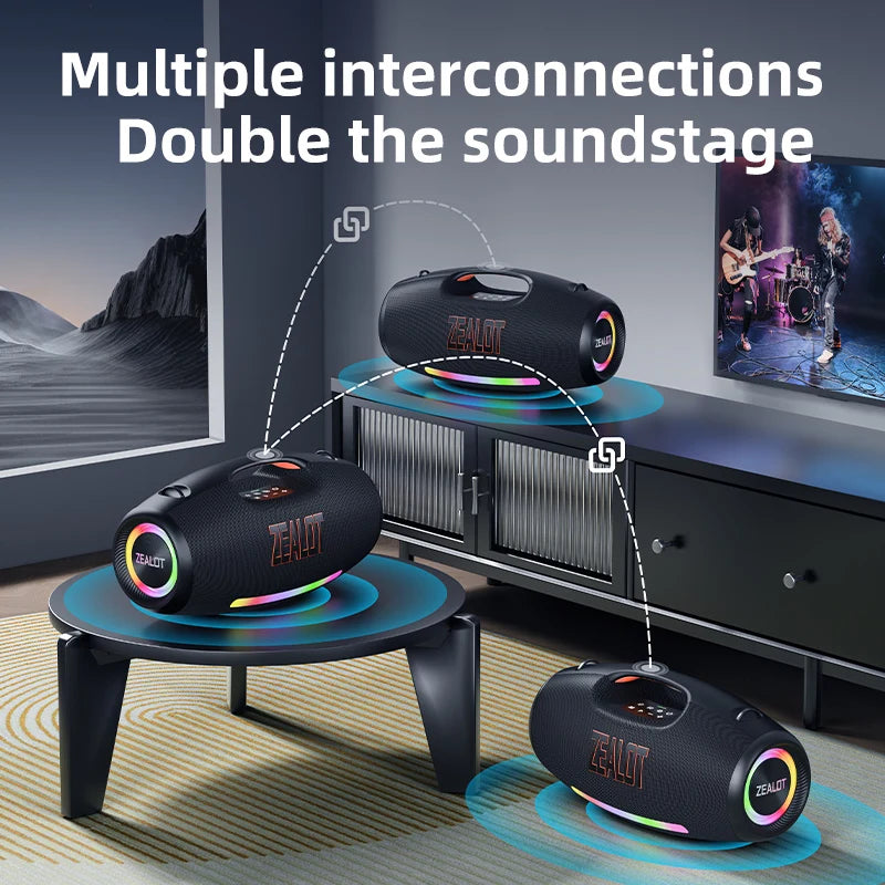 250W Waterproof Portable Bluetooth Speaker with Deep Bass and Outdoor Design
