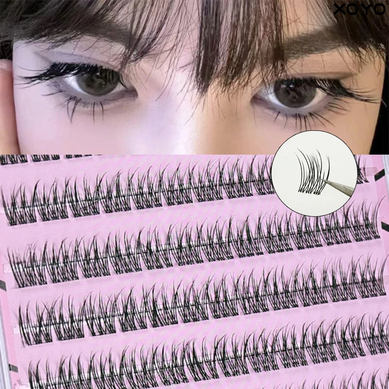 DIY Self-Adhesive Cluster False Eyelashes 10 Rows/Box, Natural Look, Glue-Free