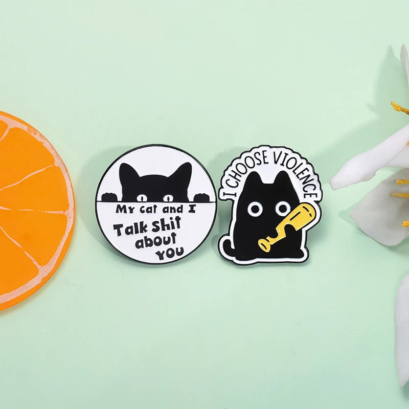 Cute Cat Enamel Pins Cartoon Kitty Claw Animal Brooches Jewelry Gifts