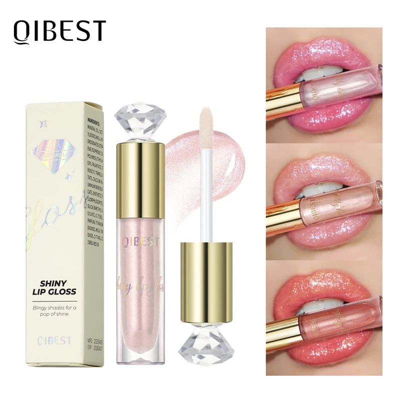 Glitter Lip Gloss Long Lasting Moisturizing Lipstick with Diamond Shine