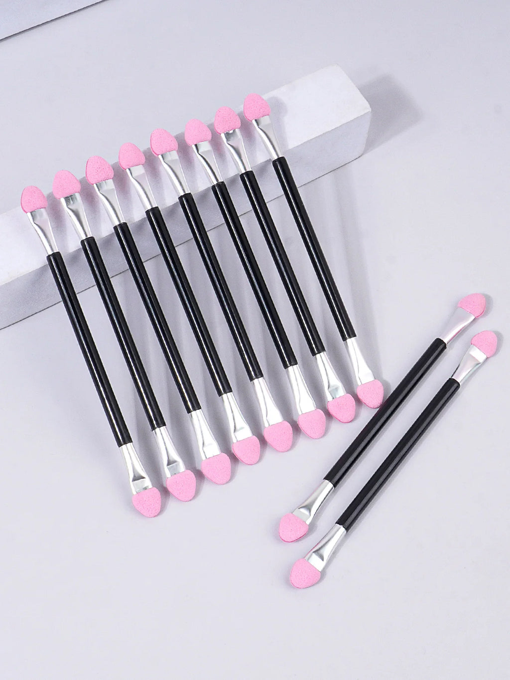 10PCS Multi-Color Double Head Latex Sponge Eyeshadow Makeup Brush Set - Portable Short Handle