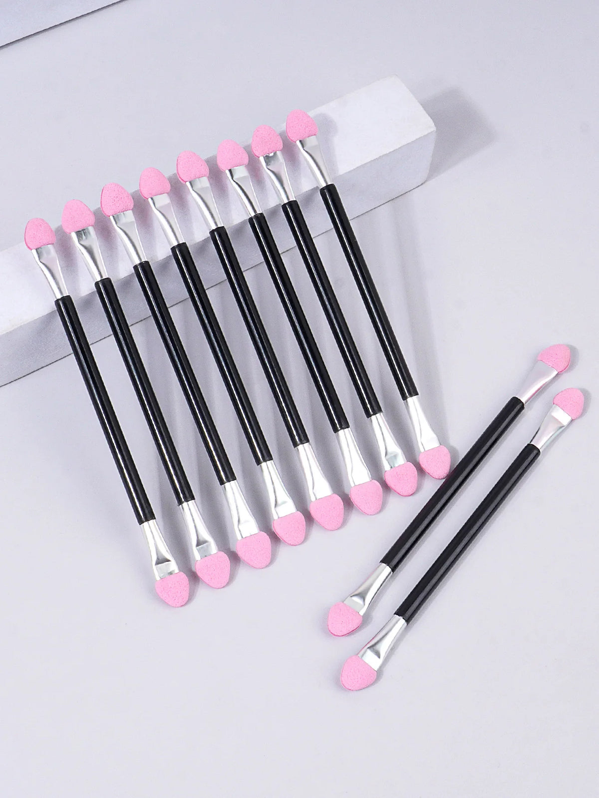 10PCS Multi-Color Double Head Latex Sponge Eyeshadow Makeup Brush Set - Portable Short Handle