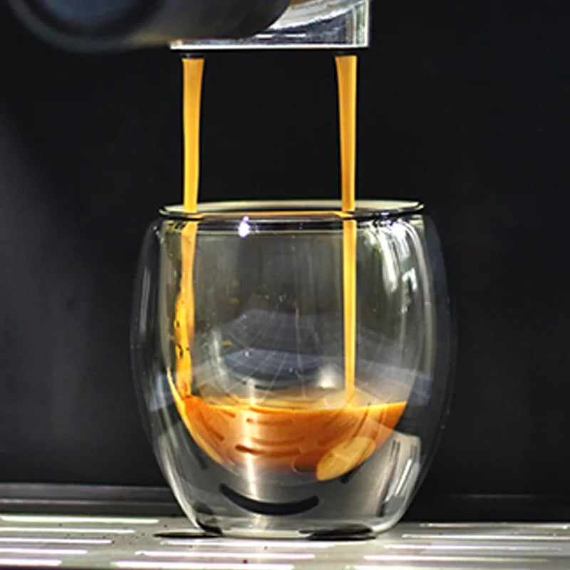 Double-Layer Insulated Glass Coffee Mug - High Borosilicate Tea Cup, Heat Resistant Drinkware