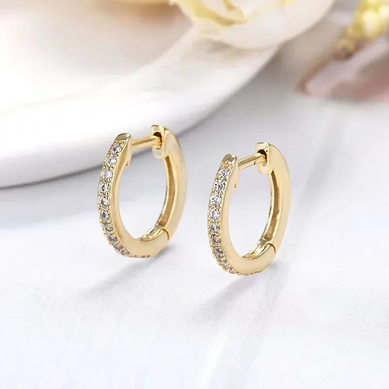Elegant Silver Color Round Hoop Earrings for Women Wedding Jewelry Charm Sparkling Zircon