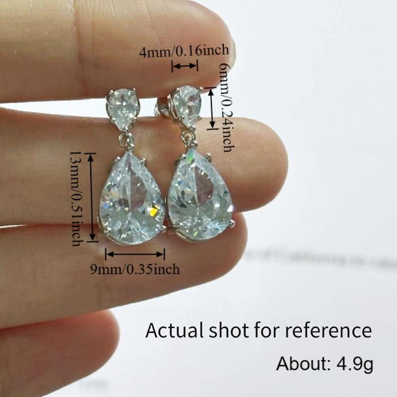 Elegant Crystal Teardrop Dangle Earrings for Women Wedding Jewelry