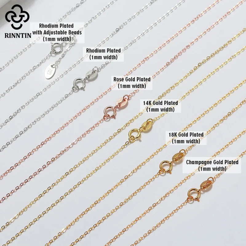Sterling Silver Cable Chain Necklace for Women - Thin Rose Gold Finish