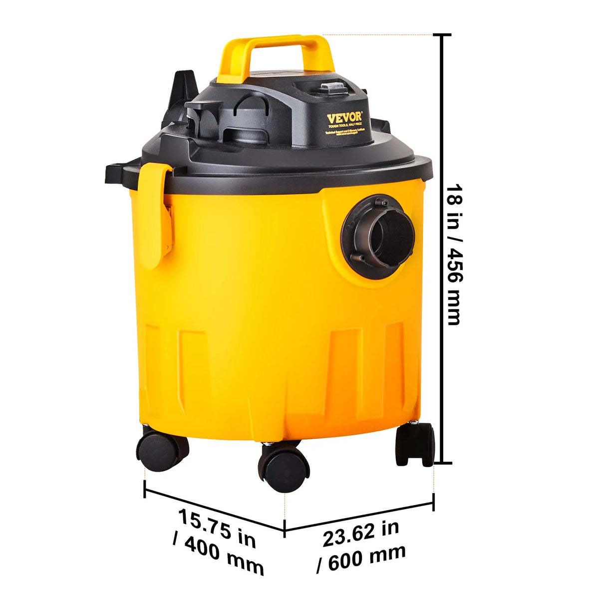 Stainless Steel Wet Dry Shop Vacuum Cleaner with Powerful Suction for Carpet and Pet Hair