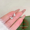 Sterling Silver Zircon Swan Stud Earrings for Women Jewelry Gift