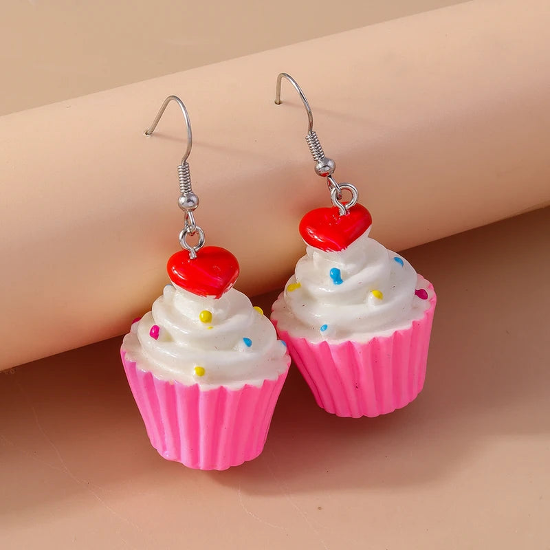 Cute Resin 3D Cake Earrings for Women Girls - Food Drop Jewelry Gifts