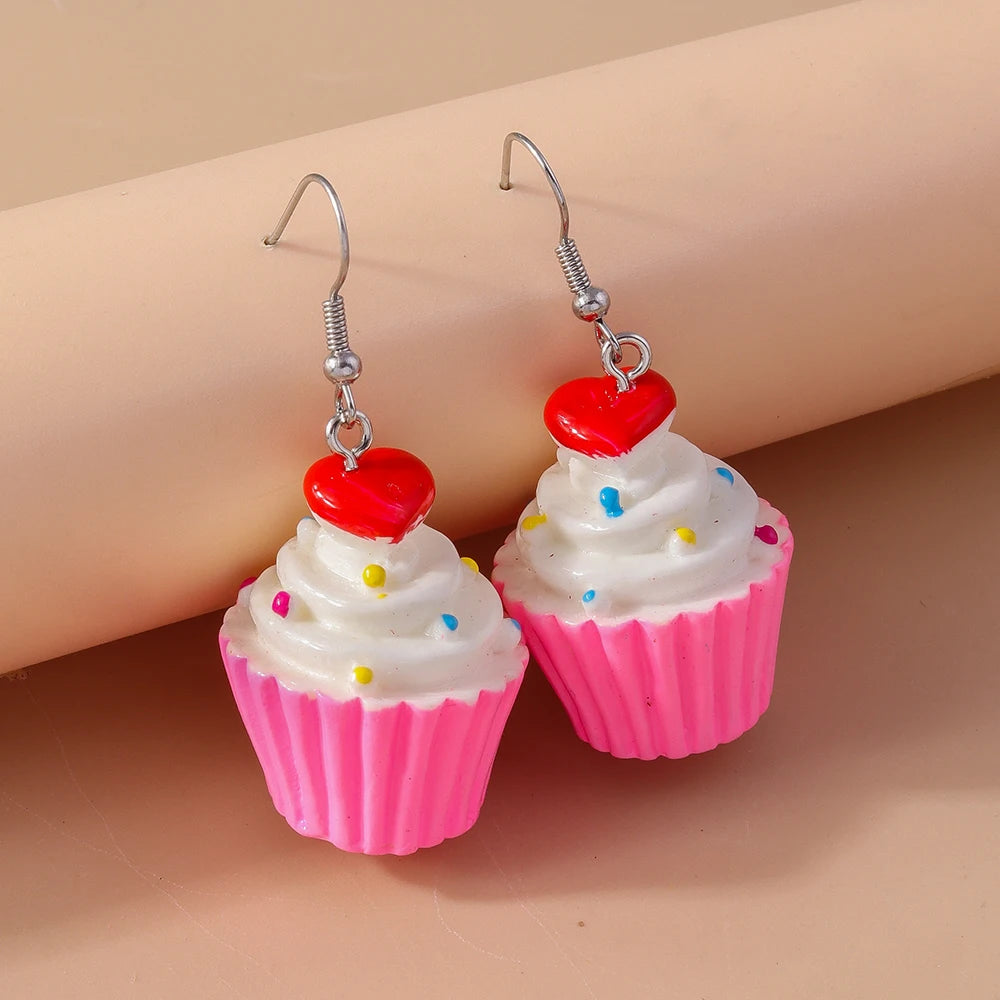 Cute Resin 3D Cake Earrings for Women Girls - Food Drop Jewelry Gifts