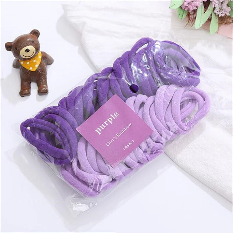 50 Pack Elastic Hair Bands Set for Girls Women No Damage Pigtails Holders