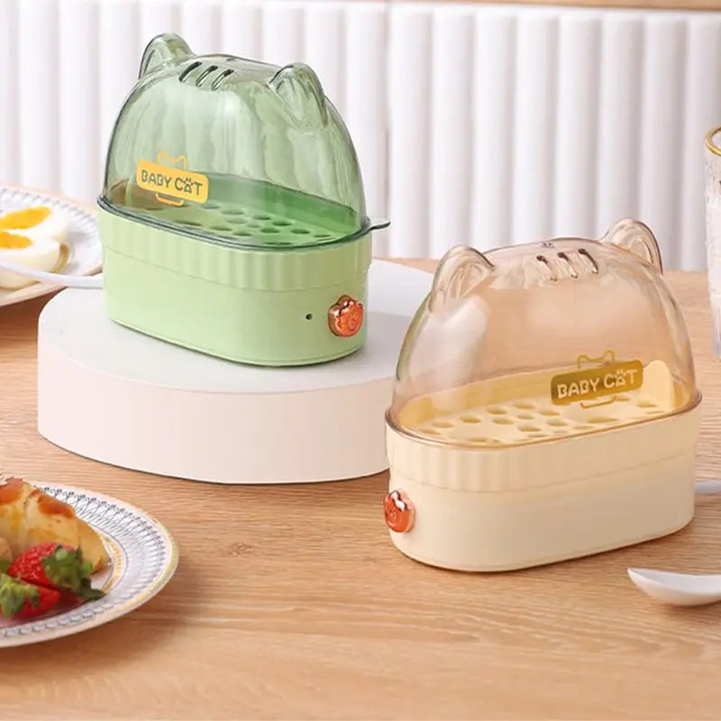 Electric Egg Cooker Steamer with Auto Power-Off, Cat Shape Food Steamer for Kitchen