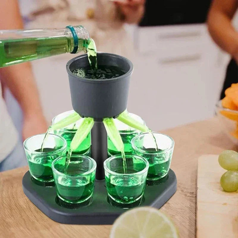6 Shot Glass Dispenser for Liquor and Party Games - Bar Accessories