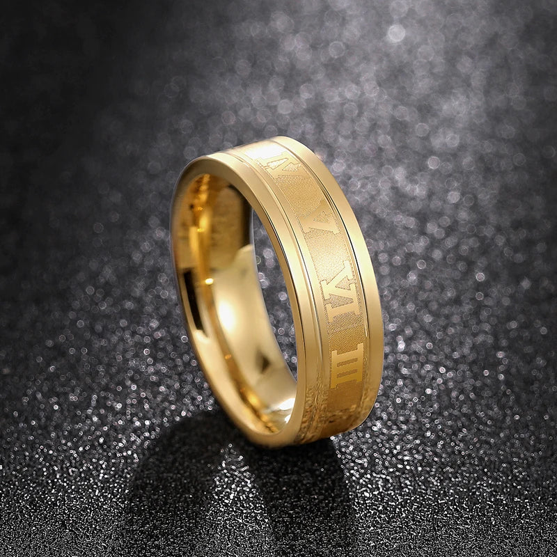 Vintage Roman Numerals Men Ring - Stainless Steel Temperament Jewelry Gift