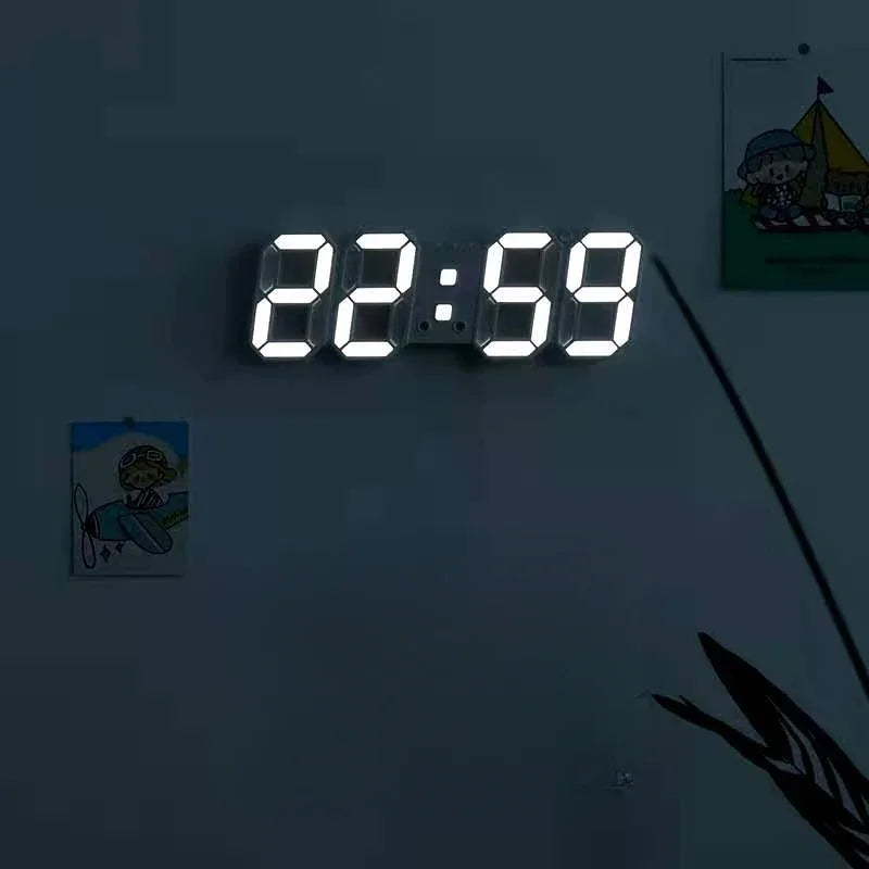 Digital Wall Clock with LED Display for Bedroom & Living Room Modern Home Decor