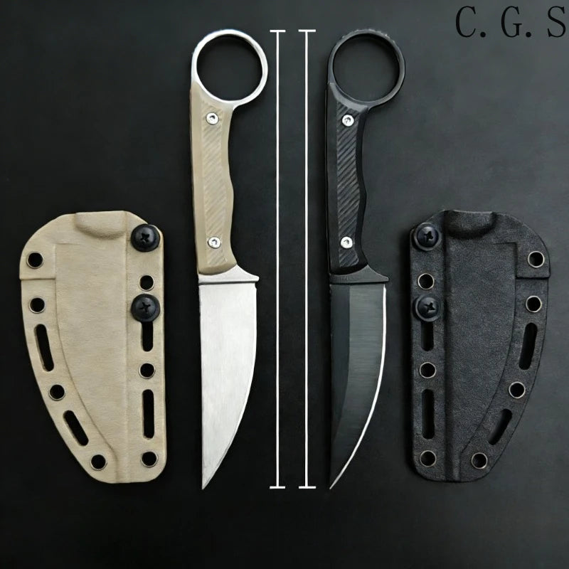 Fixed Blade Outdoor Knife with Nylon Fiber Handle and Kydex Sheath - Hunting Survival Tool