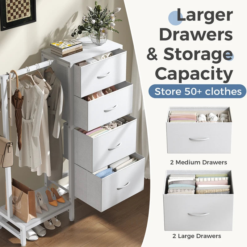 Multi-Functional Fabric Dresser with Hanging Rack and Storage Closet