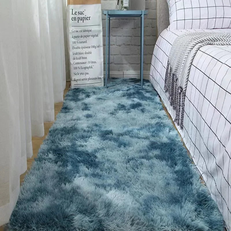 Plush Gray Carpet for Living Room & Bedroom Fluffy Anti-slip Rug Floor Mat