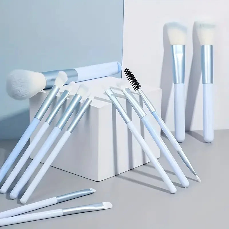12-Piece Makeup Brush Set with Colorful Handles - Foundation, Blush, Eye Shadow & Blending Tools