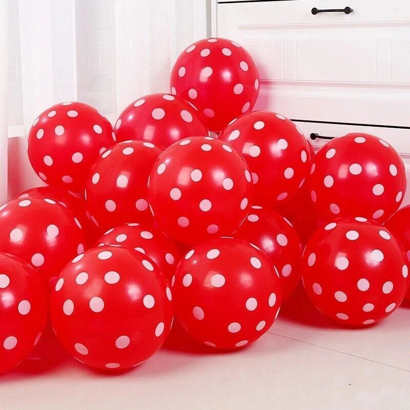 17pcs Red Polka Dot Latex Balloons 12 Inch Party Decorations for Birthday Wedding Valentine