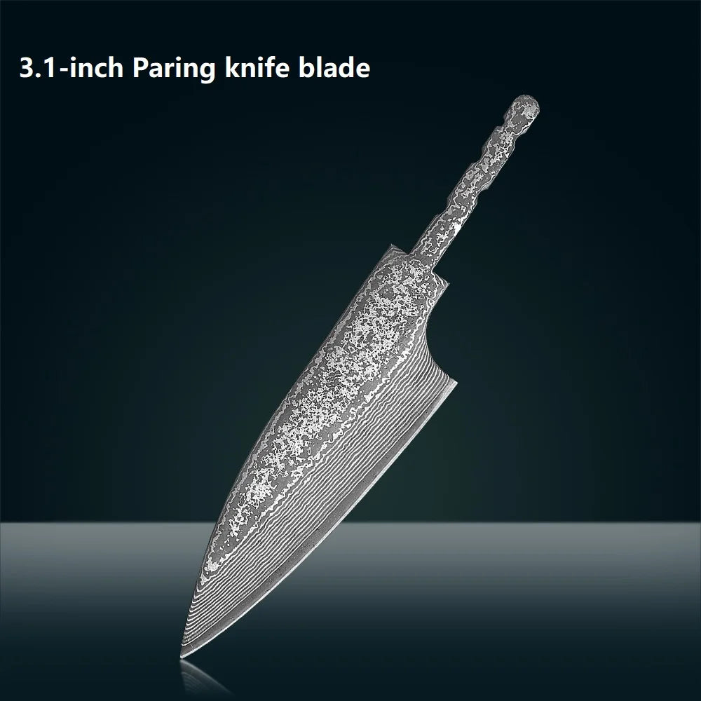 Damascus Steel Kitchen Knife Blanks - Full Tang Handmade Chef Blade Set