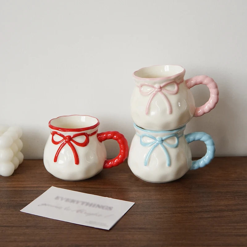 Ceramic Coffee Cup with Bowknot Handle, Small Capacity Tea & Espresso Mug