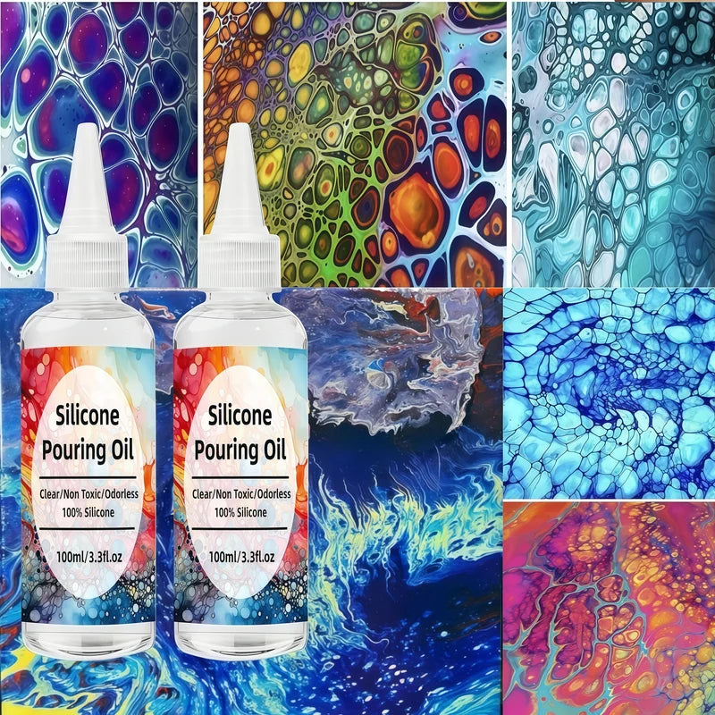 Silicone Pouring Oil for Acrylic & Watercolor Art - Cell Activator, Large 3.3oz Bottle