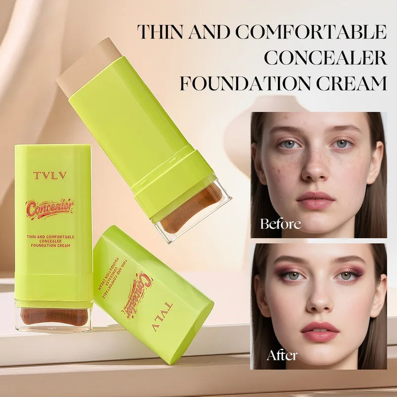 Dual-End Concealer Foundation Stick with Brush - Long Lasting Waterproof Makeup Palette