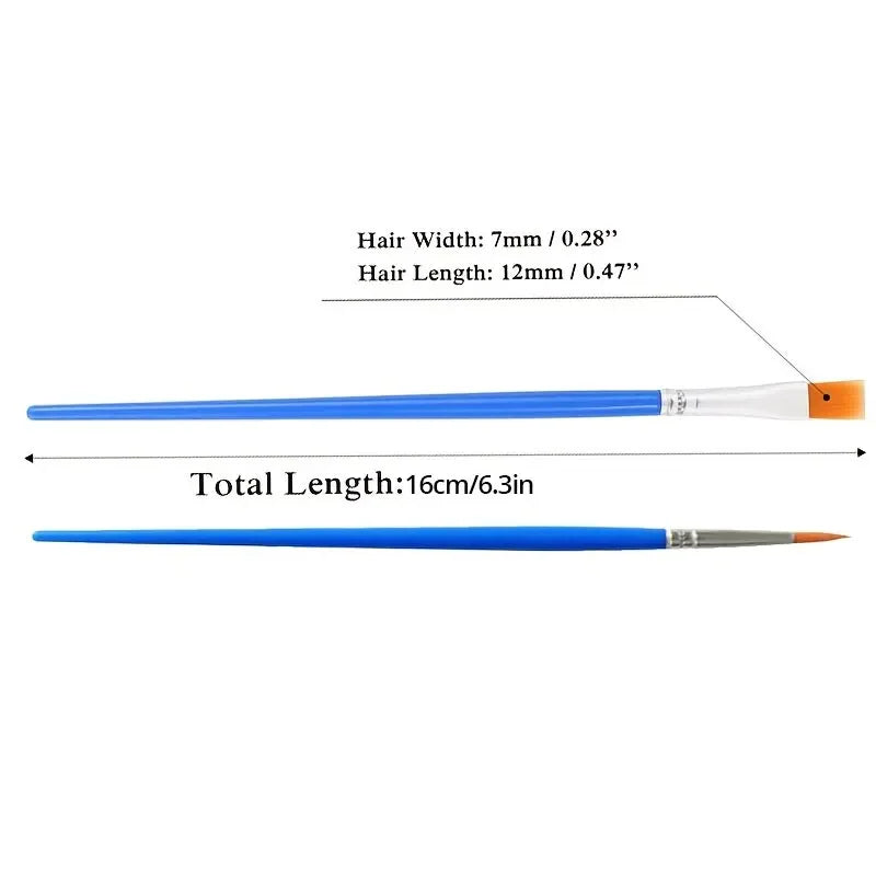 Multipurpose Nylon Flat Paint Brushes Set with Wooden Handle for Art and Craft