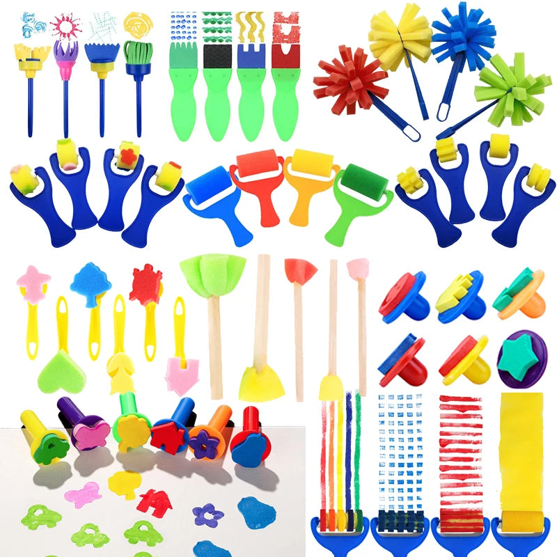 Painting Sponge Brush Set for Art & Craft Projects - Multiple Colors